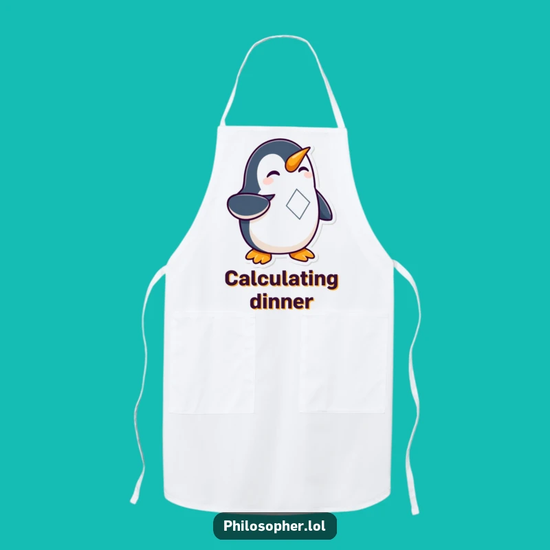 Funny Penguin Geometry Apron: Curious Nerd Penguin Chef