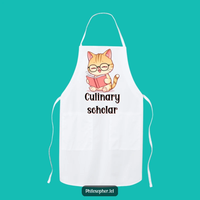 Funny Giggling Cat Spectacles Apron: Cook with Literary Humor