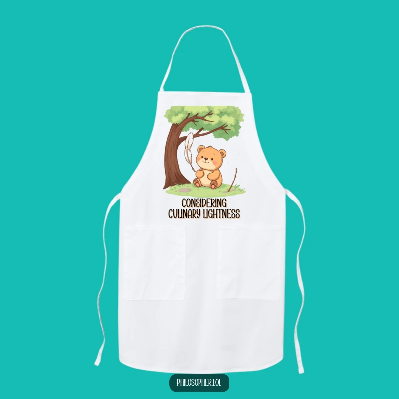 Funny Bear Pondering Apron: Cook with Peaceful Reflection