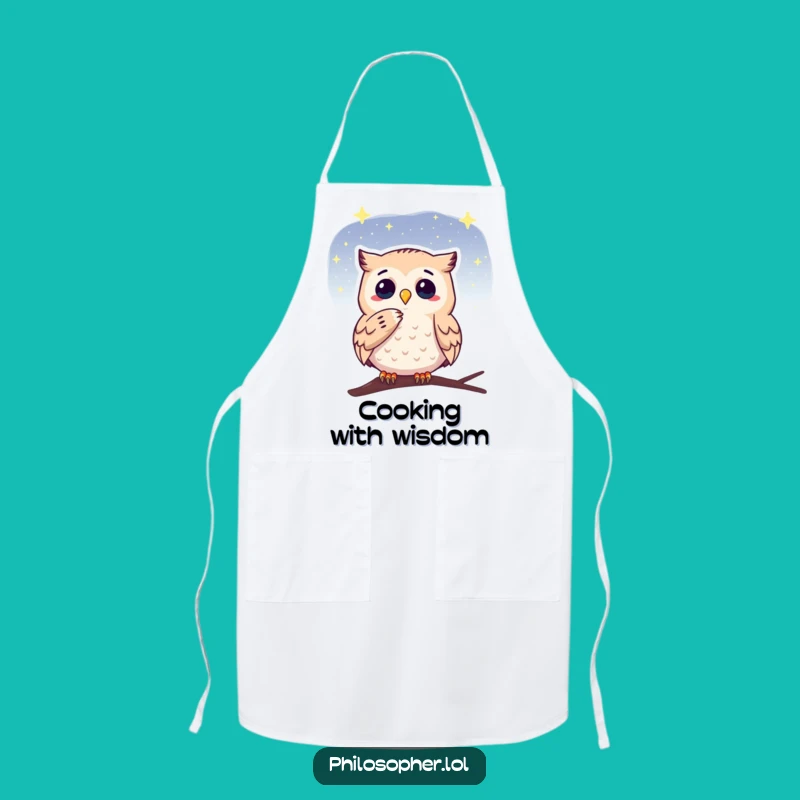 Funny Chef Owl Apron: Stargazing Wisdom, Kitchen Thoughtful Gift