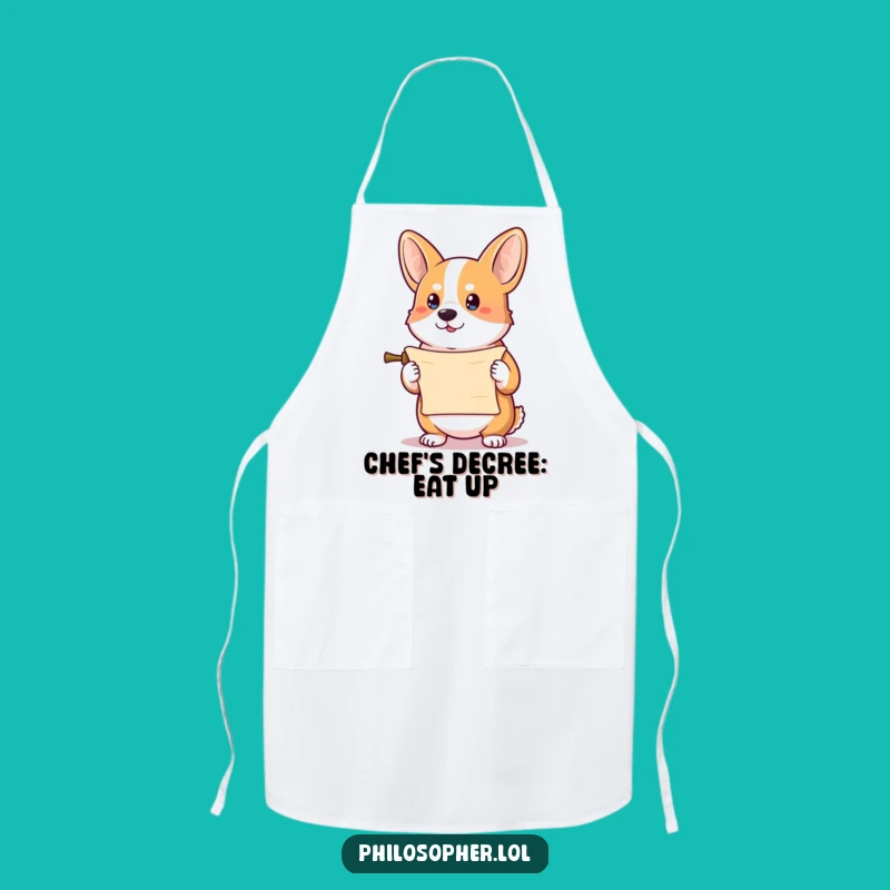 Funny Corgi Scroll Master Chef Apron: Cook with Determined Humor