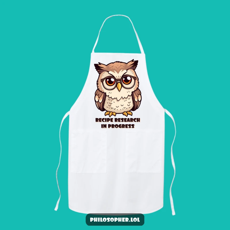 Funny Owl Spectacles Apron: Cook with Wisdom, Featuring a Thoughtful Owl, Chef's Funny Gift