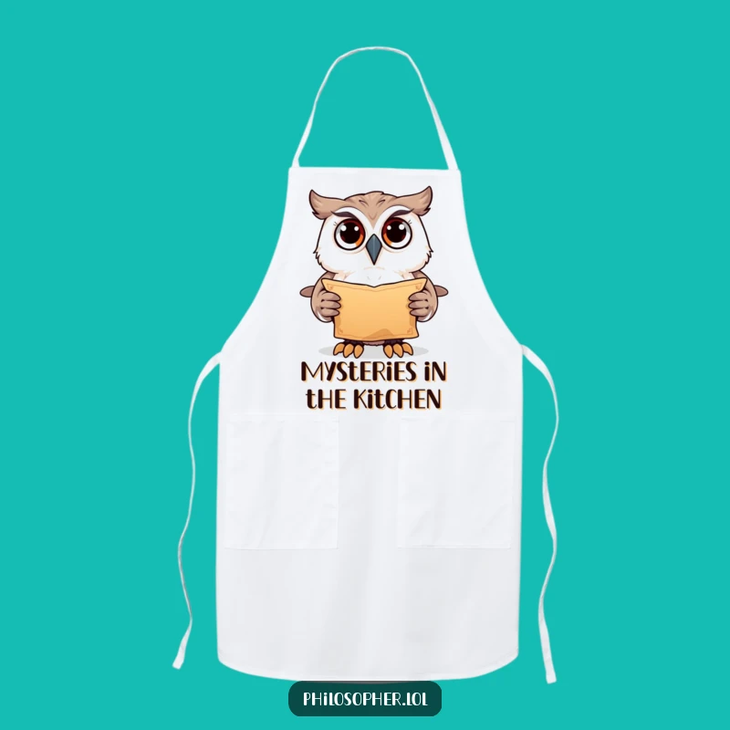 Funny Owl Ancient Scroll Apron: Cook with Ancient Wisdom