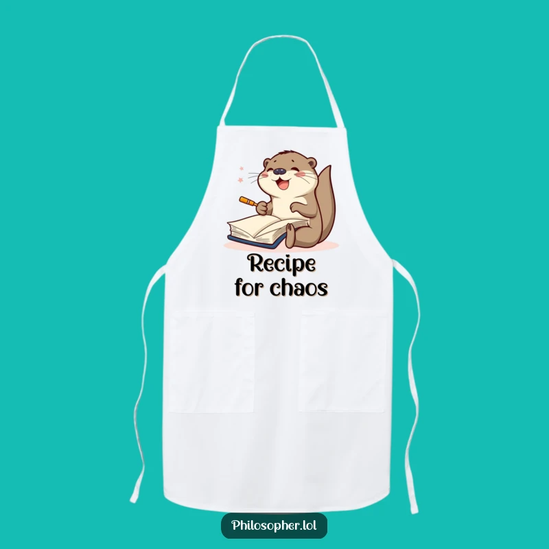 Funny Scribbling Otter Apron: Joyful Creative Kitchen Fun