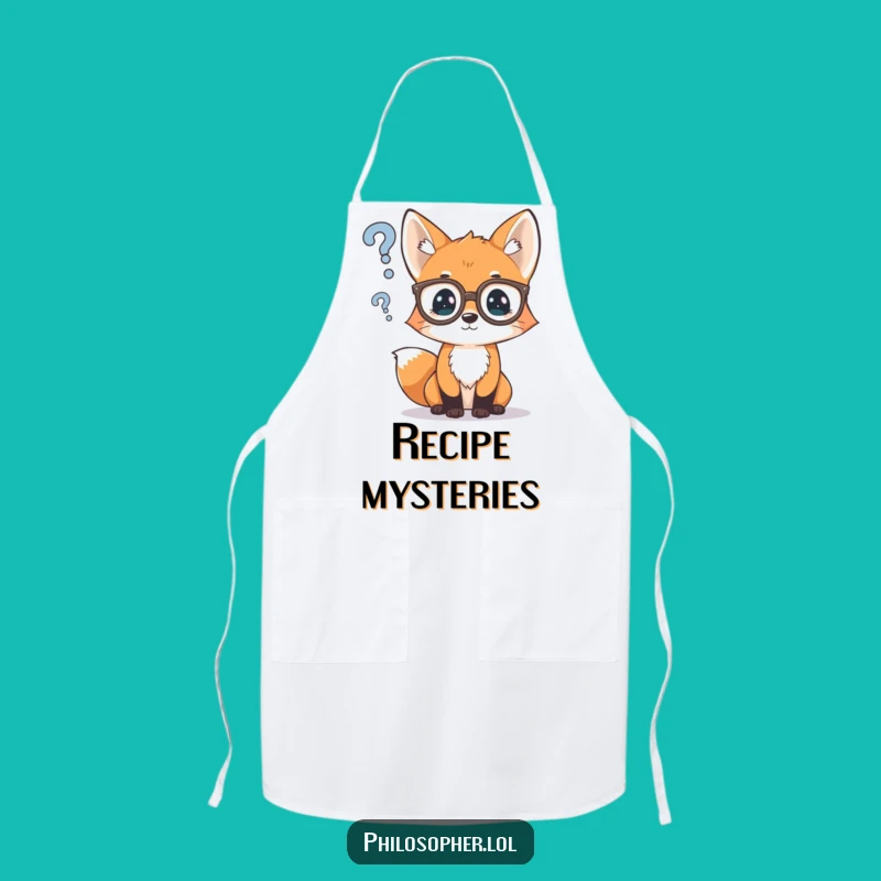 Funny Clever Fox Apron: Spectacled Cub Pondering, Kitchen Gift
