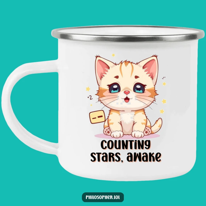 Funny Kitten Math Equation Camping Mug: Ponder Under the Stars
