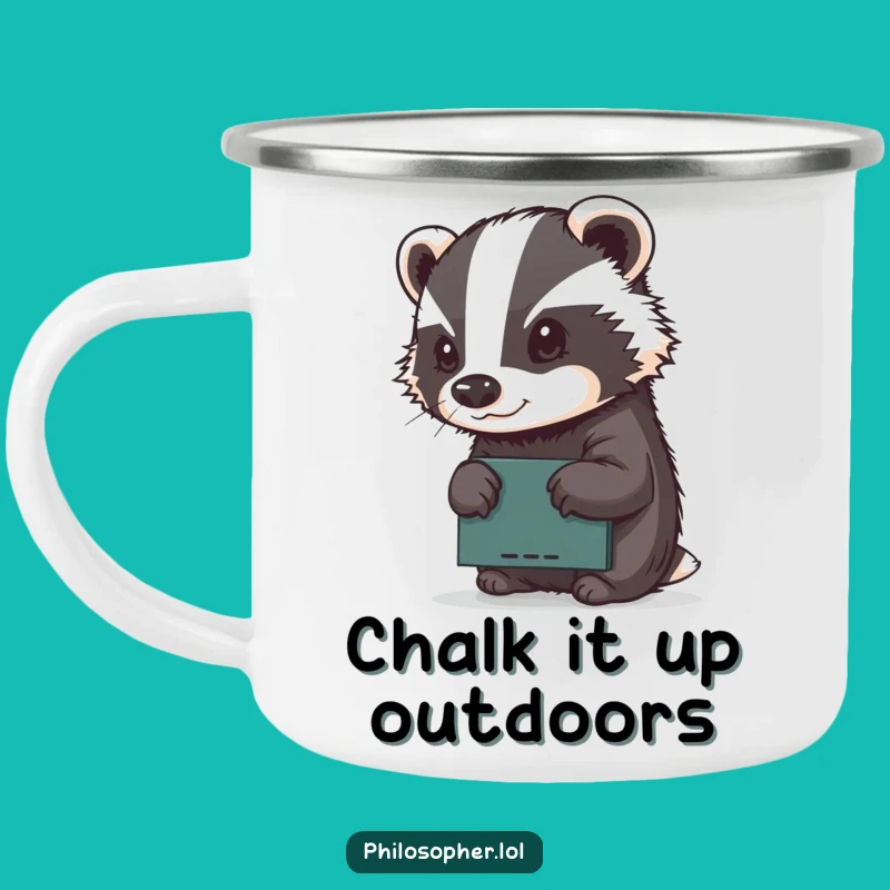 Funny Badger Camping Mug: Determined Artist Sketching, Outdoor Creative Gift