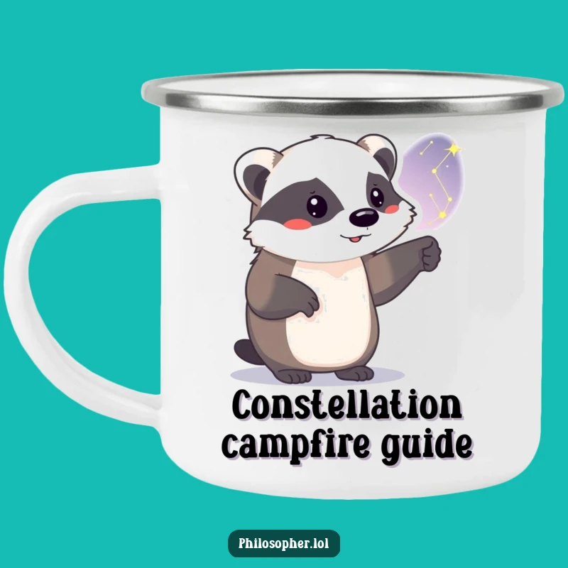 Funny Badger Stargazer Camping Mug: Durable & Celestial Outdoor Gift