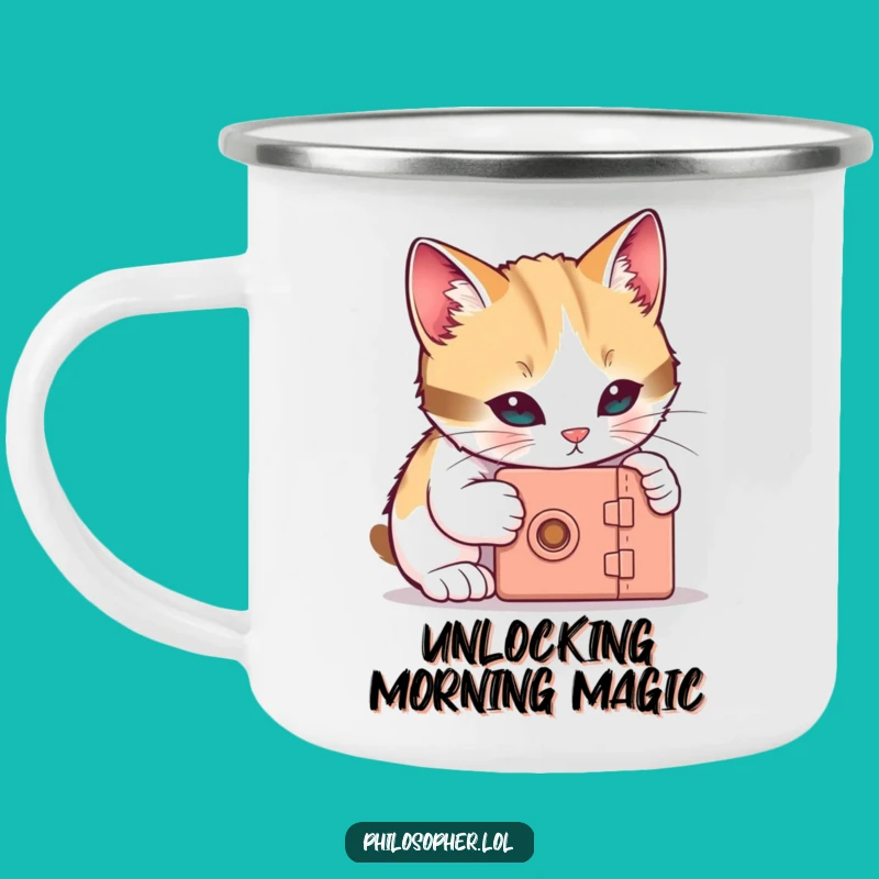 Funny Cat Camping Mug: Curious Adventures, Tiny Box Quests