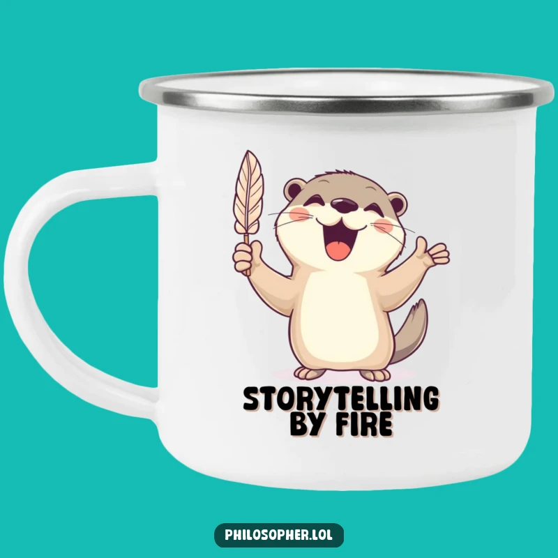 Funny Cheerful Otter Quill Camping Mug: Fuel Your Creative Adventures