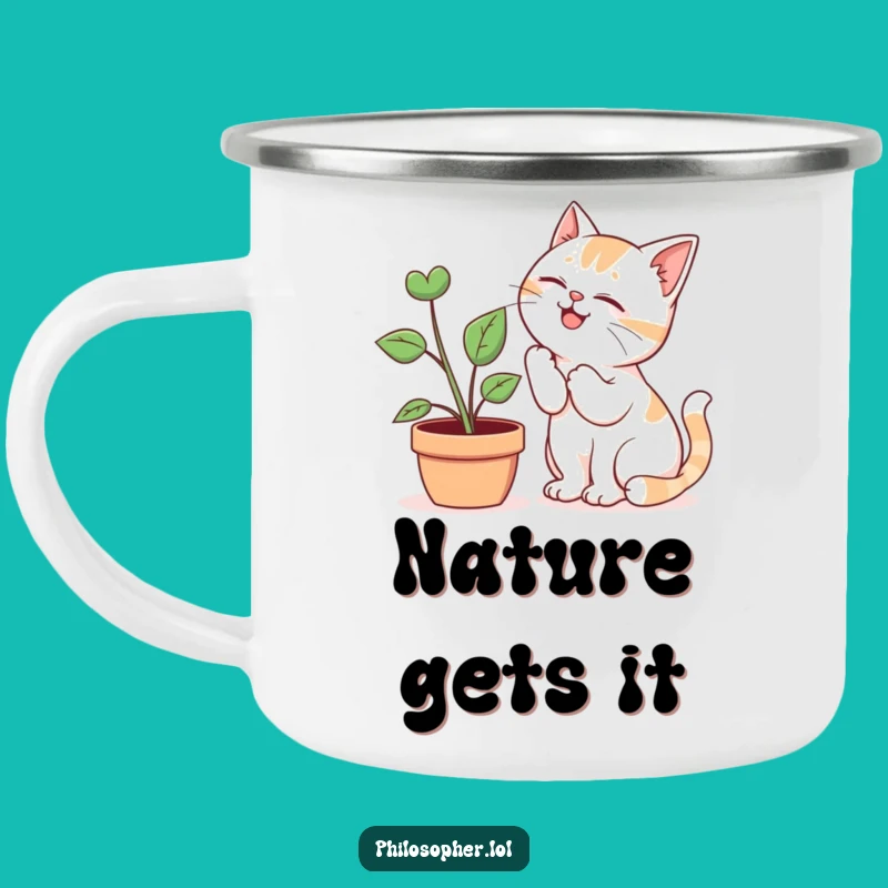 Funny Giggling Cat Plant Whisperer Camping Mug - Camp with Charm!