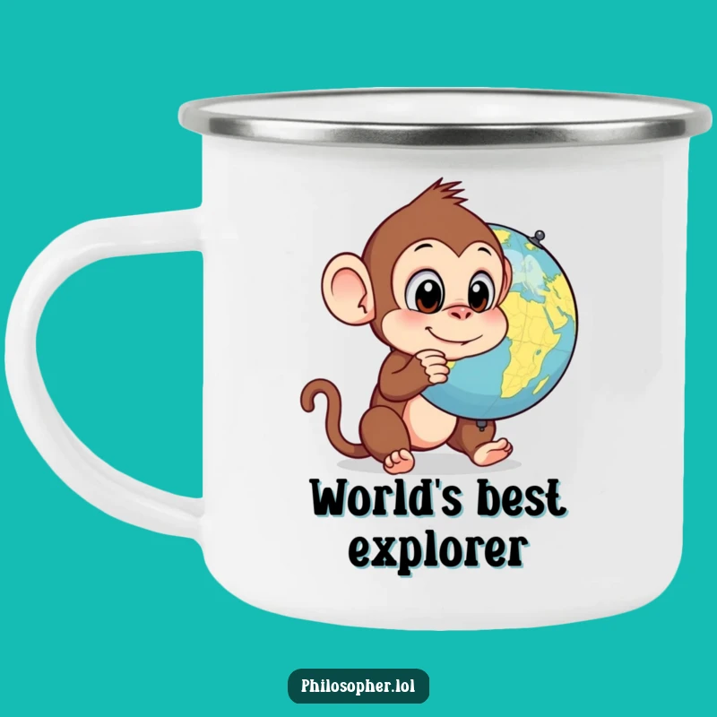 Funny Monkey Explorer Camping Mug: Durable & Hilarious Outdoor Gift