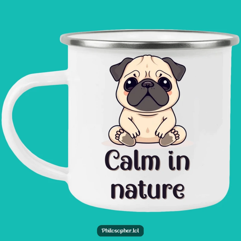 Funny Pug Meditation Camping Mug: Serene Aum Pug Adventure Gift
