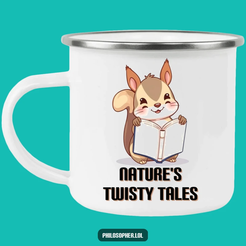 Funny Squirrel Camp Mug: Campfire Stories & Upside-Down Books!