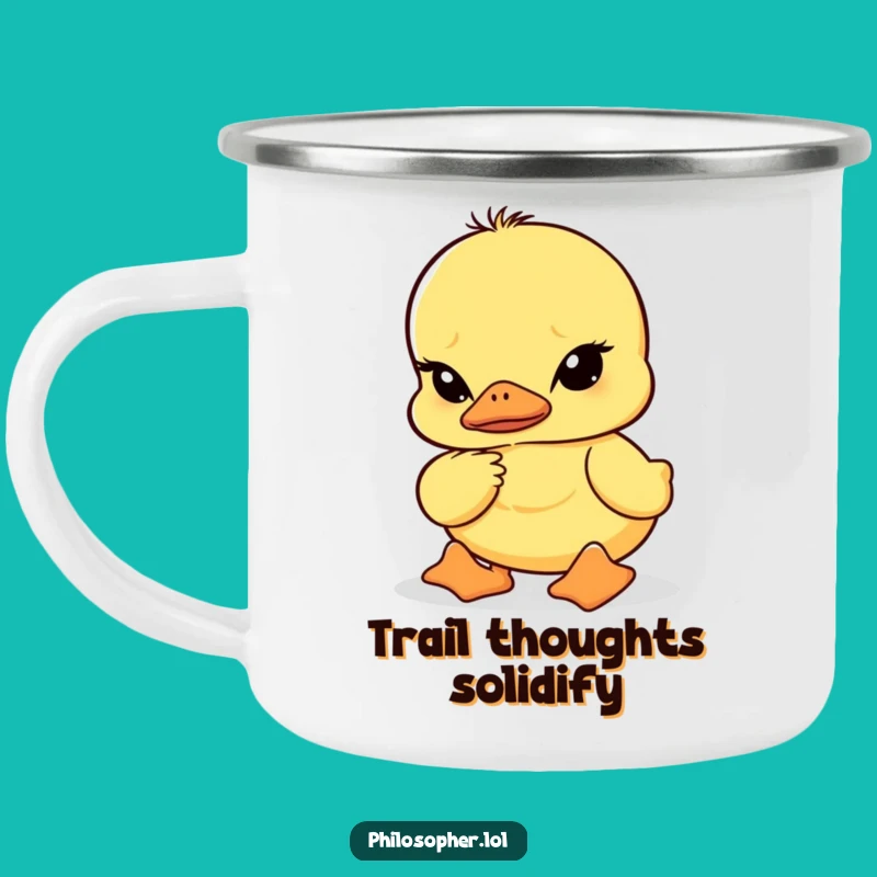 Funny Wobbly Duckling Deep Thought Camping Mug: Adventure Fuelled by Contemplation