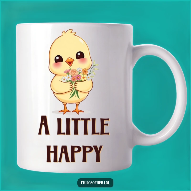 Funny Cheerful Chick Mug - Sweet Flower Gift for Animal Lovers