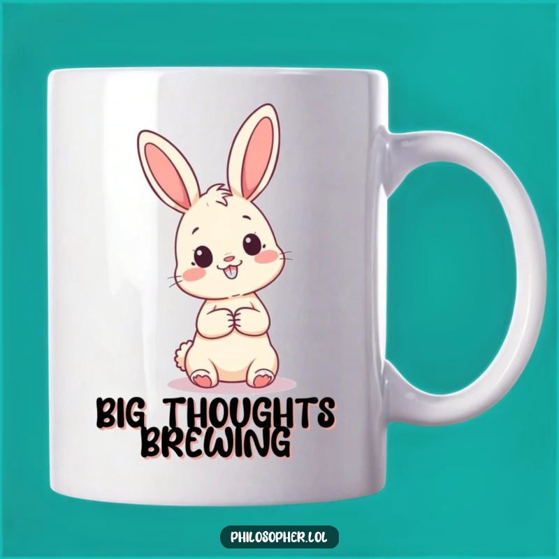 Funny Pondering Bunny Mug: Curious Question Mark Gift for Thinkers