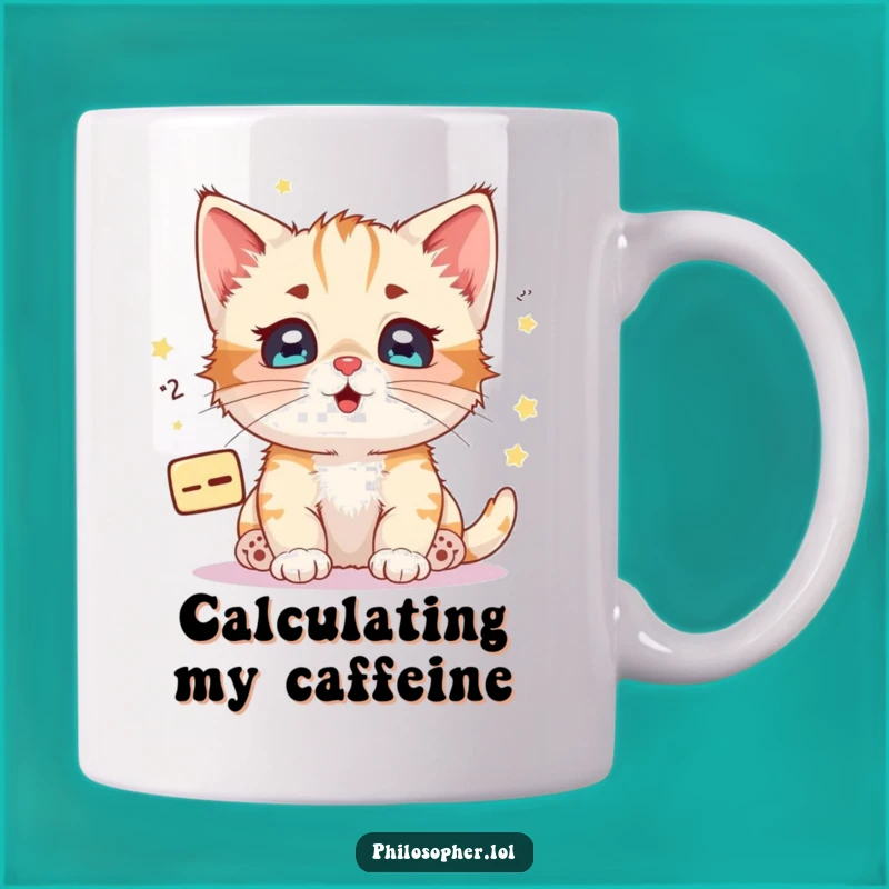 Funny Kitten Math Equation Mug: Whimsical Pondering Gift for Smarties