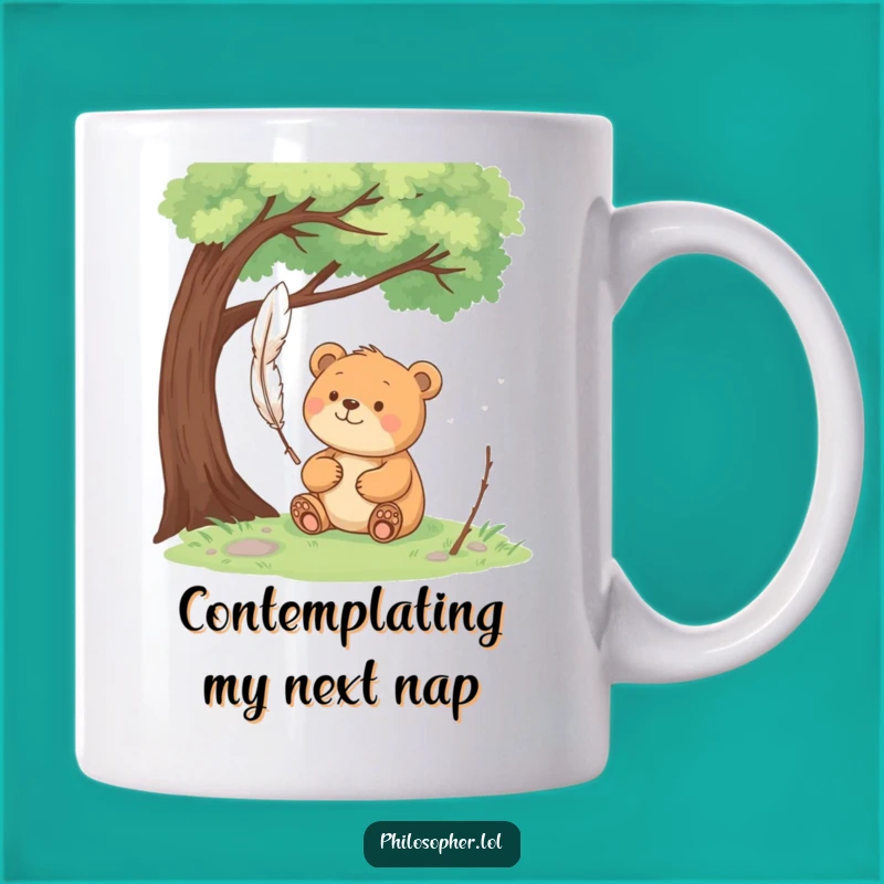 Funny Bear Pondering Mug: Peaceful Reflection Gift for Thoughtful Bears