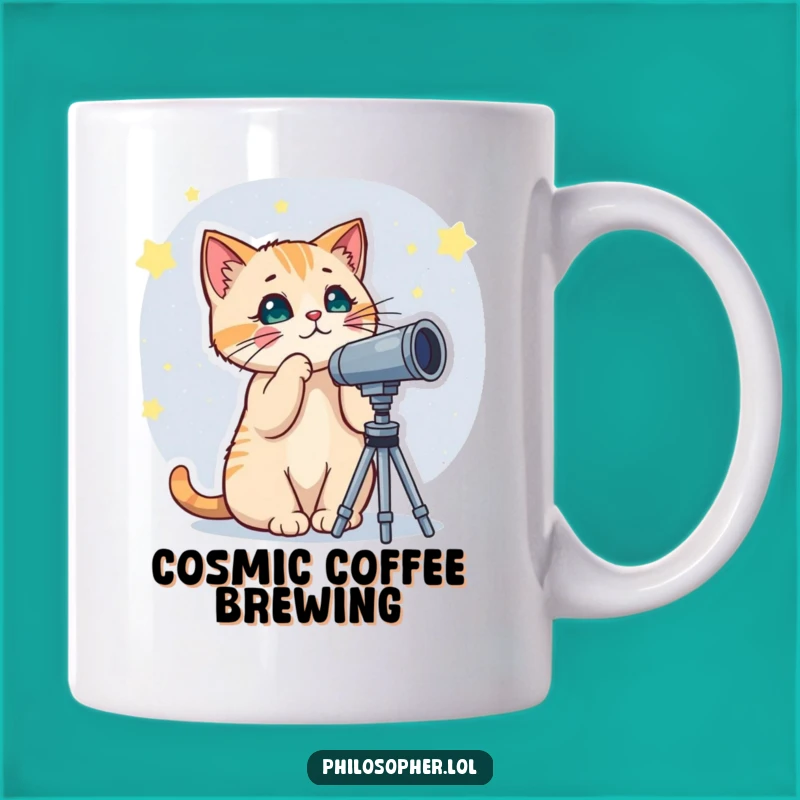 Funny Cat Telescope Mug - Cosmic & Hilarious Gift for Stargazers