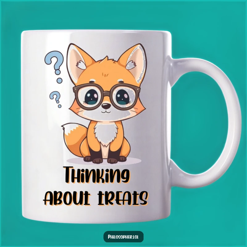 Funny Curious Fox Mug: Spectacled Cub Pondering, Perfect Intellectual Gift