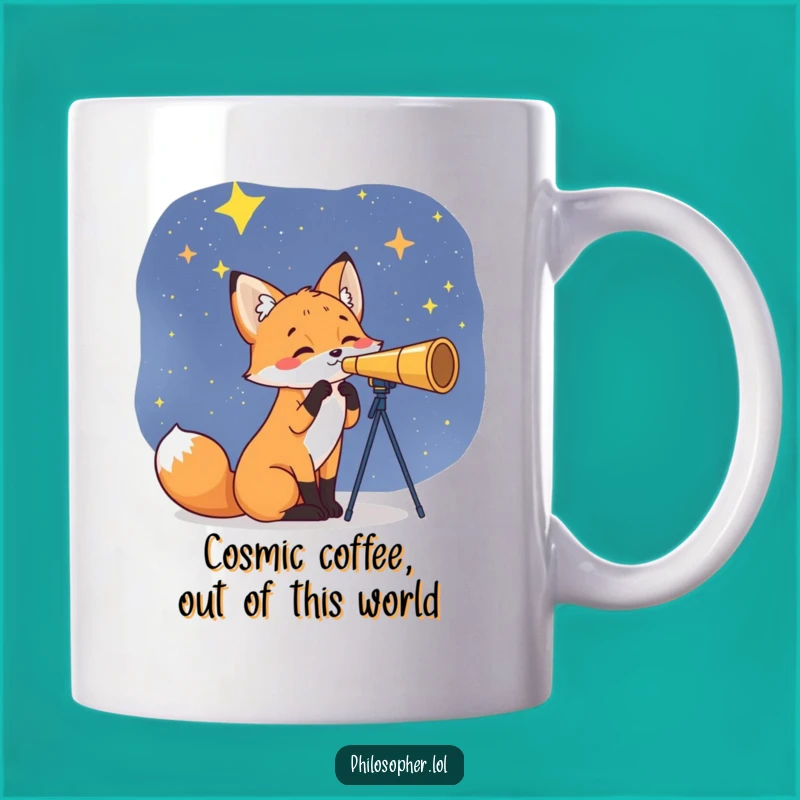Funny Fox Star Gazer Mug: A Cosmic Curiosity for Stargazers, Perfect Humorous Gift!