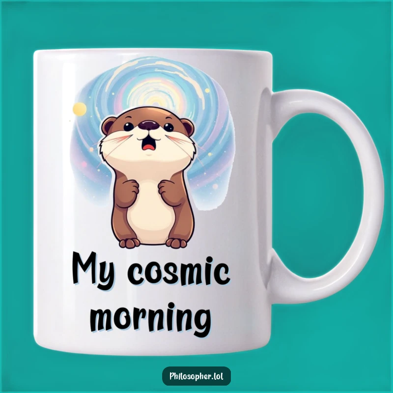 Funny Otter Galaxy Mug: Excited Space Explorer Morning Gift
