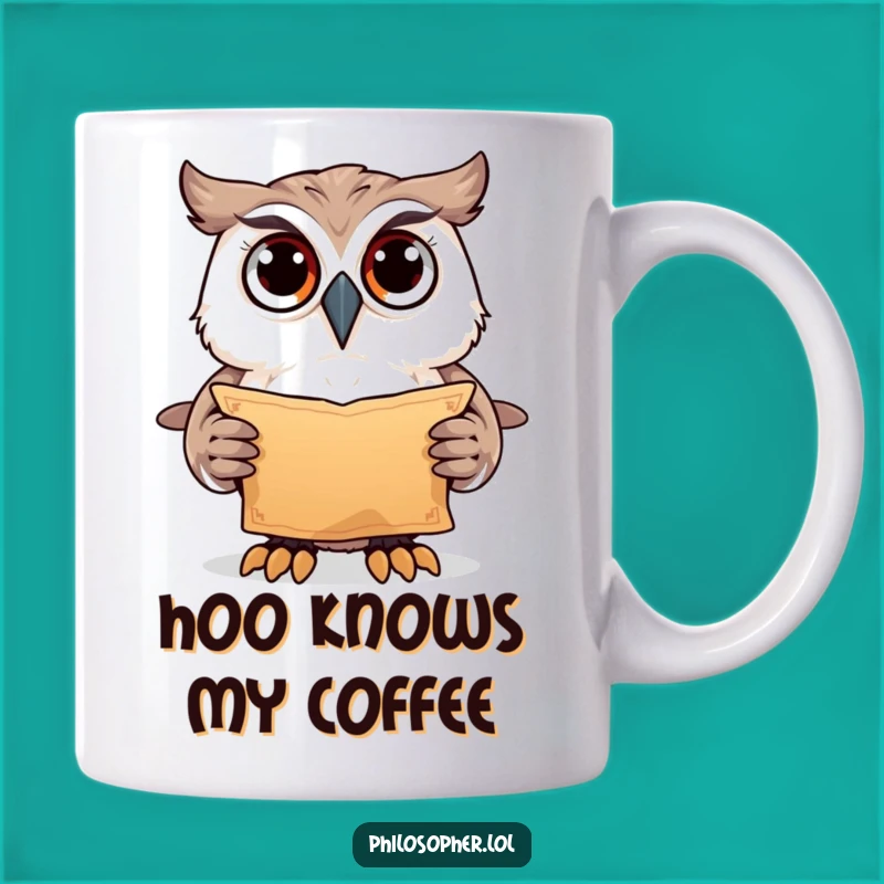 Funny Owl Ancient Scroll Mug: Mysterious Knowledge Gift for Curious Minds