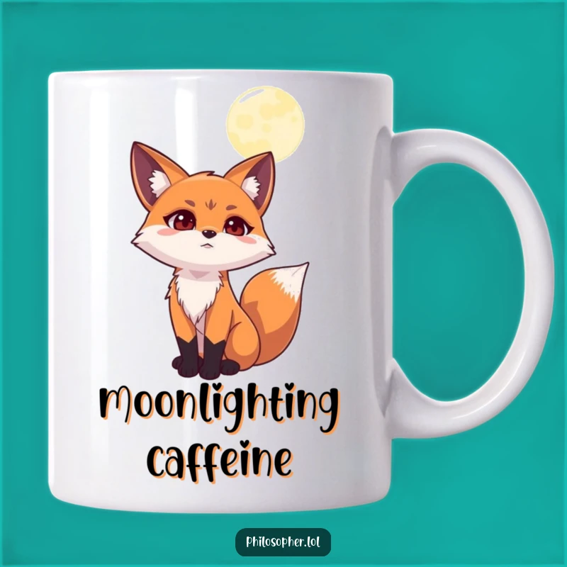 Funny Contemplating Fox Moon Mug: A Hilarious Gift for Thinkers & Night Owls