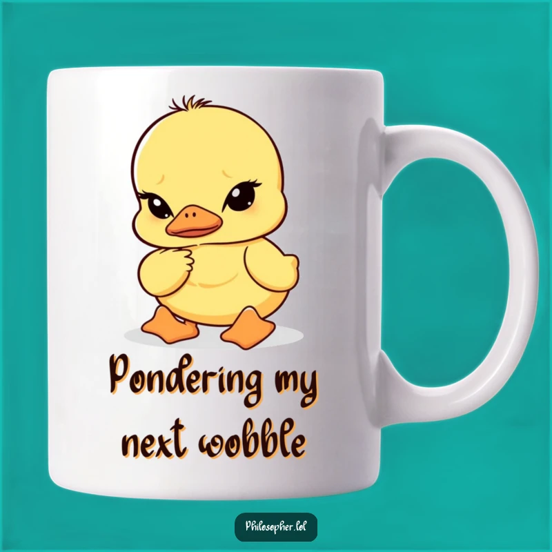 Funny Wobbly Duckling Deep Thought Mug: Hilarious Gift for Pondering Minds