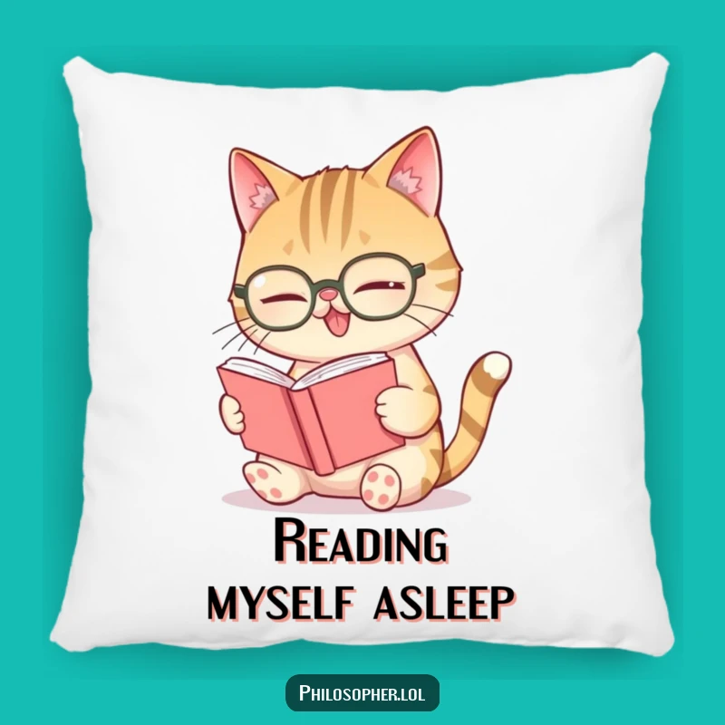 Cozy Funny Giggling Cat Spectacles Pillow: Comfort for Bookish Naps