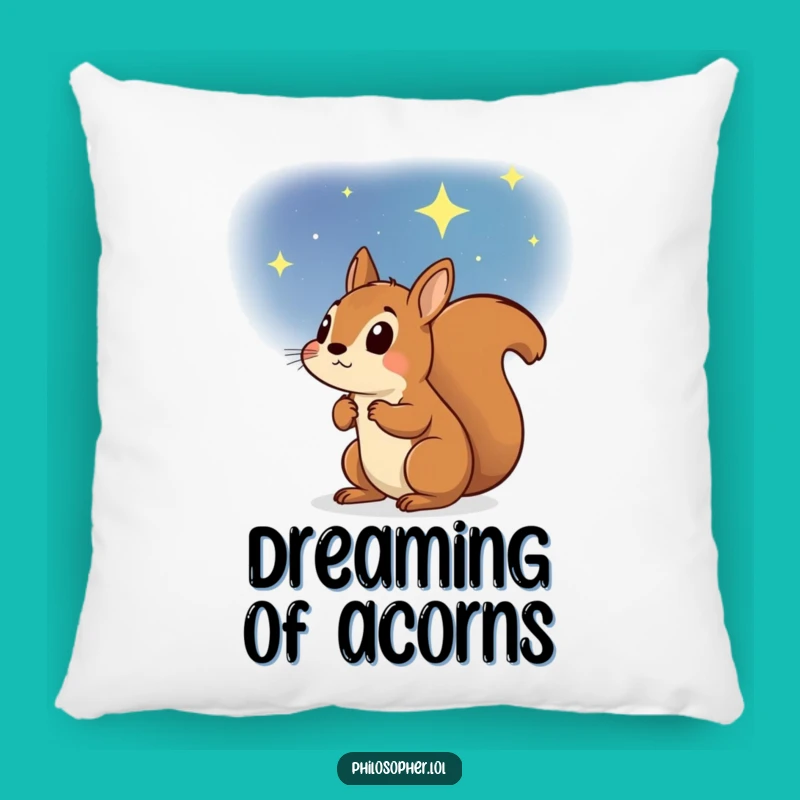 Funny Determined Squirrel Pillow: Cozy Starry Sky Dreamer Accent