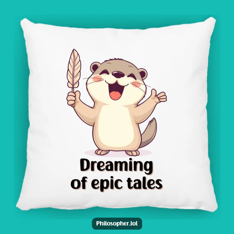 Funny Cheerful Otter Quill Pillow: Cozy Comfort for Creative Minds