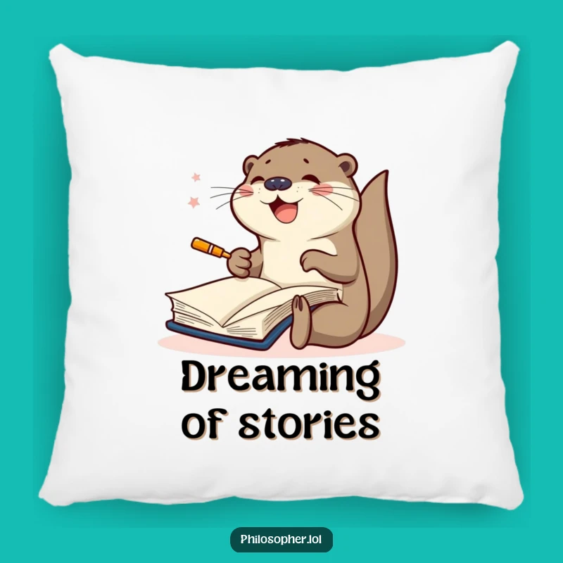 Funny Scribbling Otter Pillow: Cozy Creative Book Accent