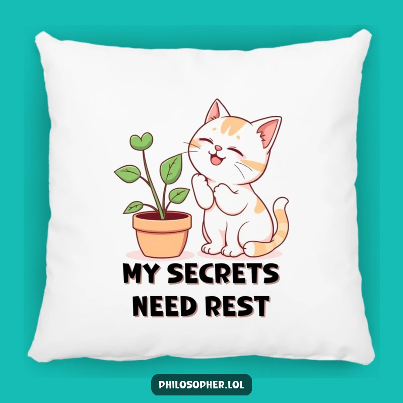 Cozy Funny Giggling Cat Plant Whisperer Pillow - Cuddle up with Charm!