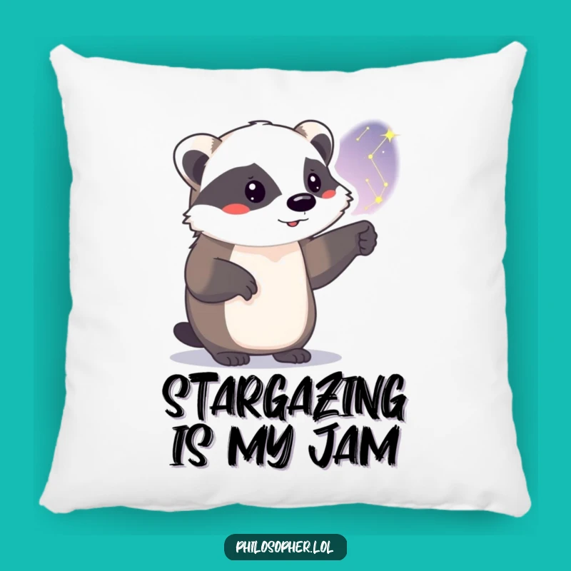Funny Badger Starry Night Pillow: Cozy & Celestial Comfort Gift