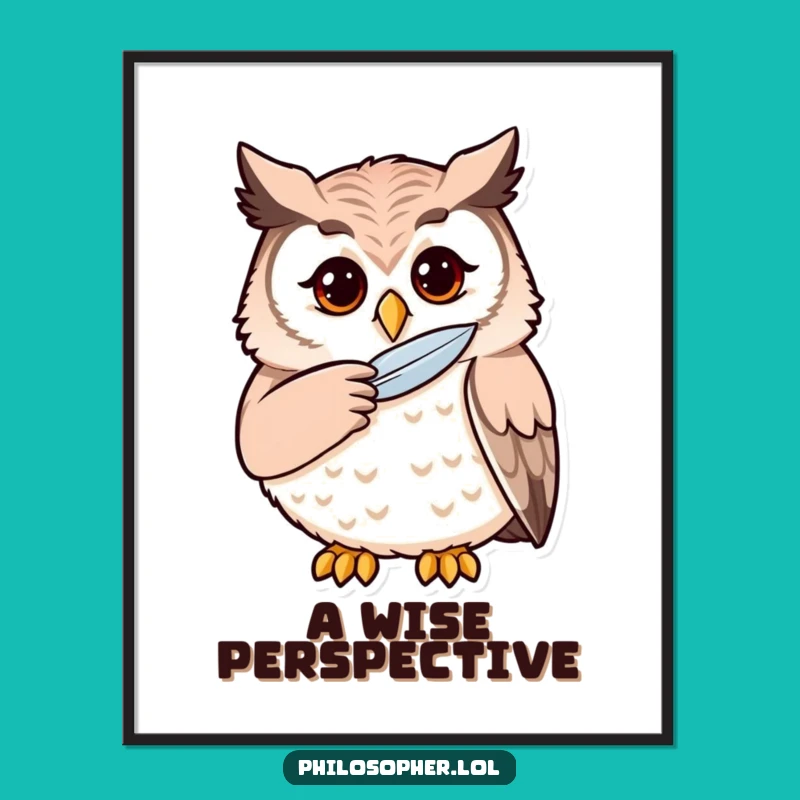 Funny Owl Digital Art Print: Instant Wise Contemplation Decor