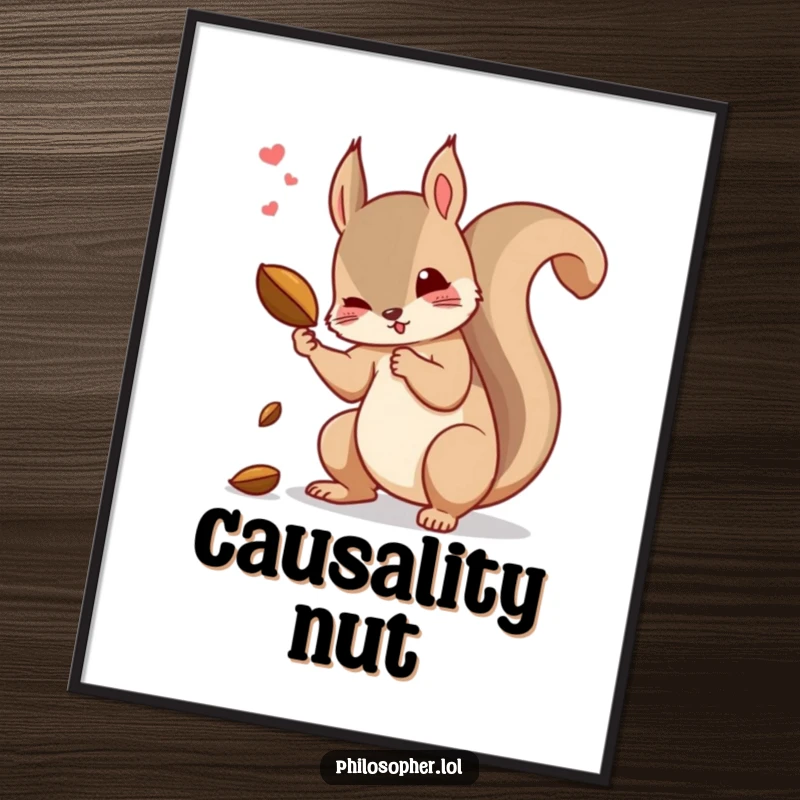 Funny squirrel digital art print of a dramatic squirrel contemplating the cause of a dropped nut.