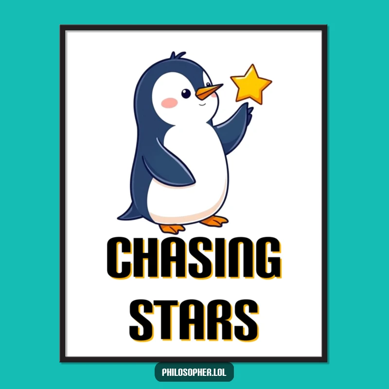 Funny Penguin Digital Art Print: Instantly Add Celestial Wonder to Your Walls
