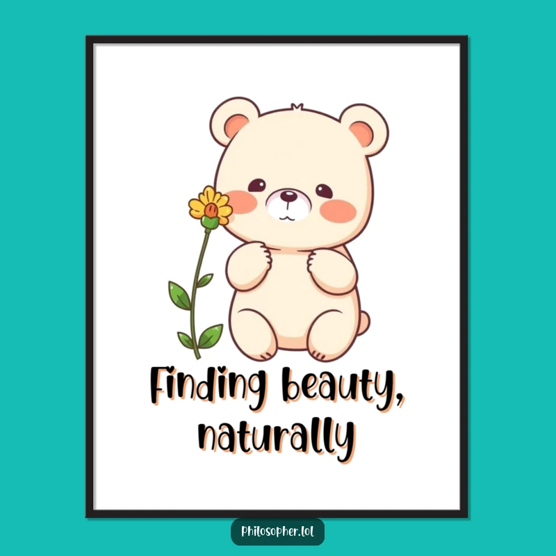 Funny Bear Flower Digital Art: Decorate with a Thoughtful Bear, Instant Funny Gift