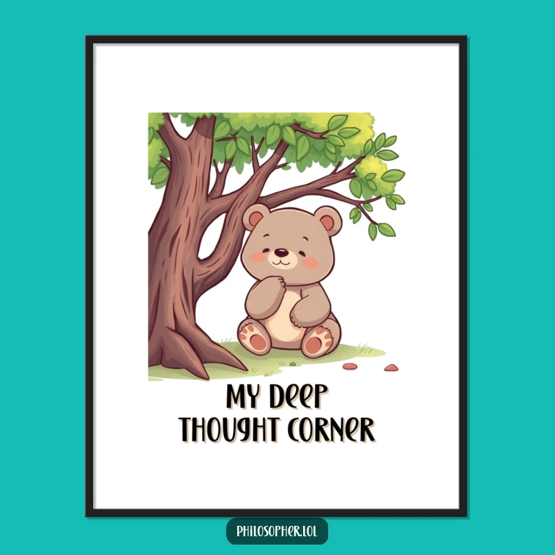 Funny Bear Digital Art: Printable Wall Decor for Deep Thinkers!