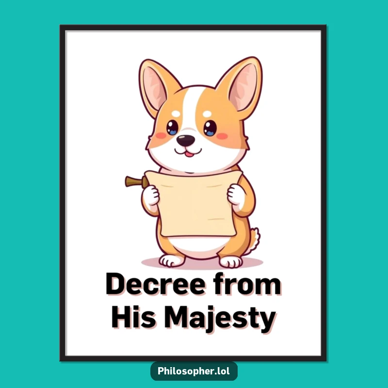 Funny Corgi Scroll Decree Digital Art: Official Humorous Decor