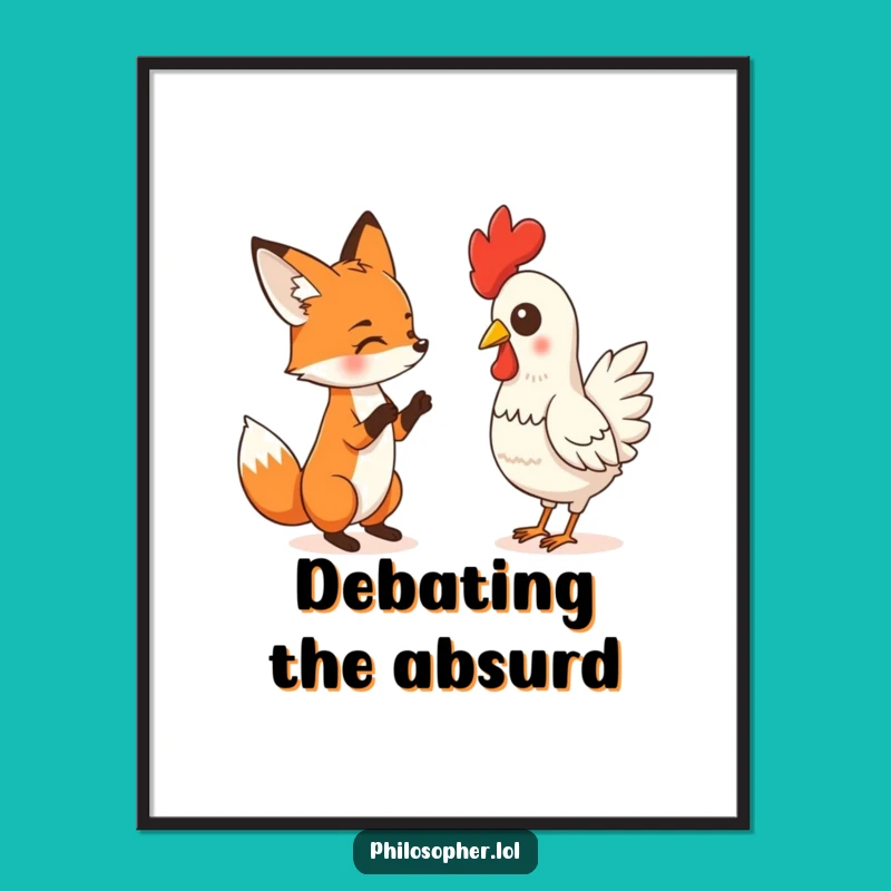 Funny Fox Debate Digital Print - Absurd Art, Humorous Wall Decor