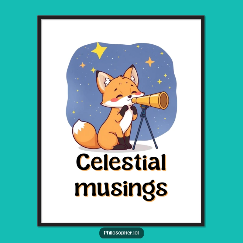 Funny Fox Star Gazer Digital Art: Bring Cosmic Wonder Home, An Instant Humorous Gift!