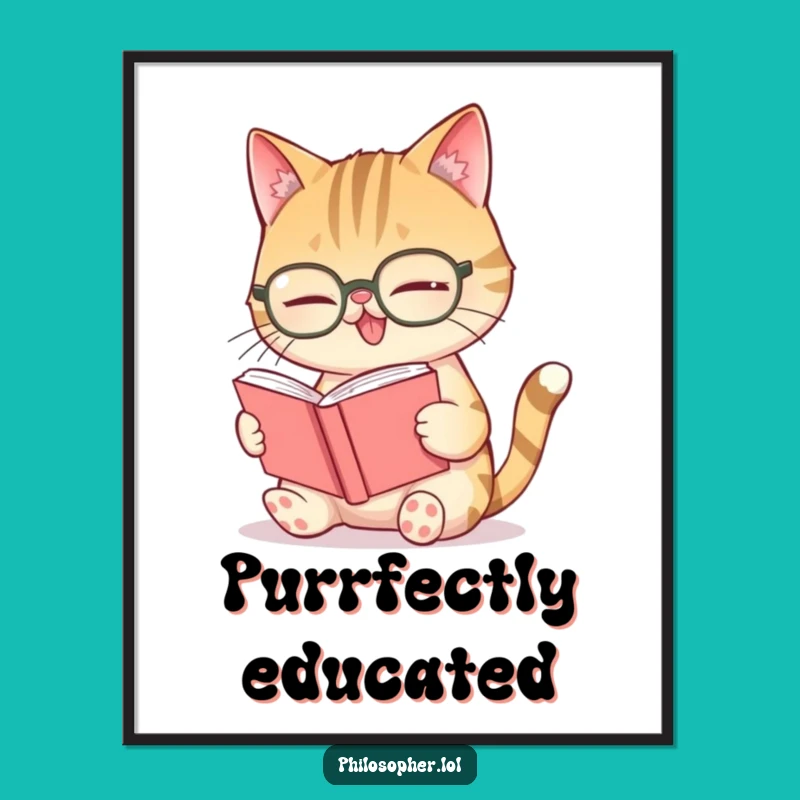 Funny Giggling Cat Spectacles Digital Art: Intellectual Print for Cozy Spaces