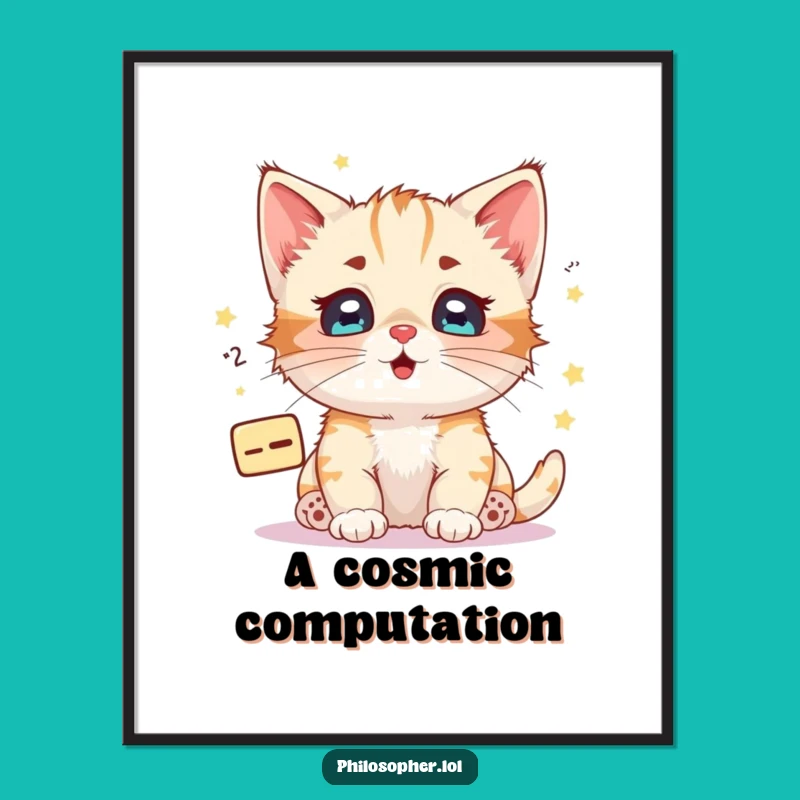 Funny Kitten Math Equation Digital Art: Cosmic Print for Smart Spaces