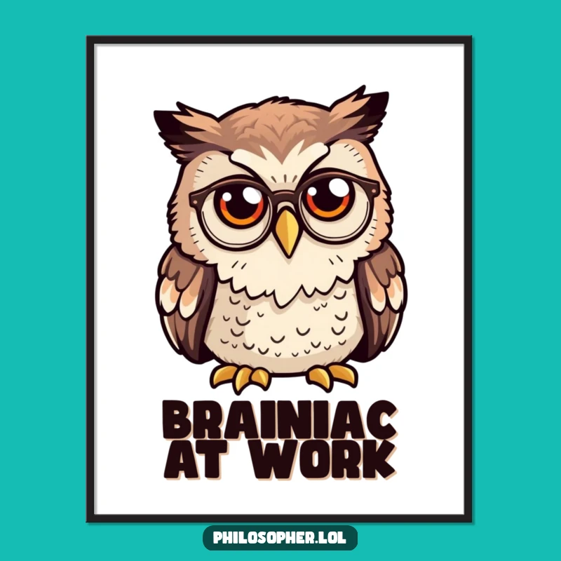 Funny Owl Spectacles Digital Art: Decorate with a Wise Owl, Instant Funny Gift
