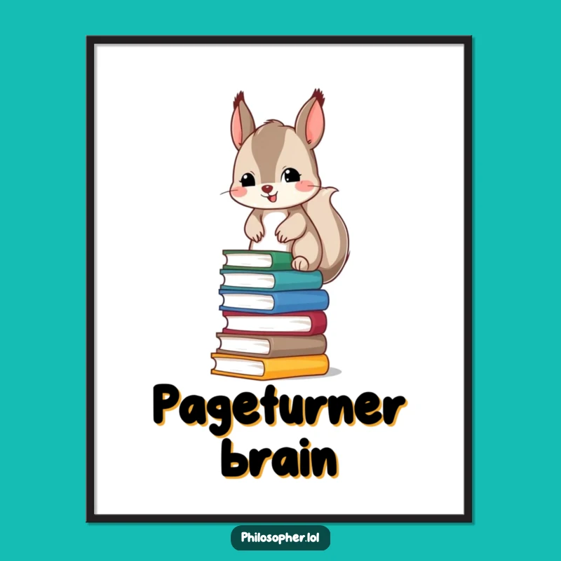 Funny Squirrel Digital Art - Hilarious Downloadable Print for Book Lover Decor