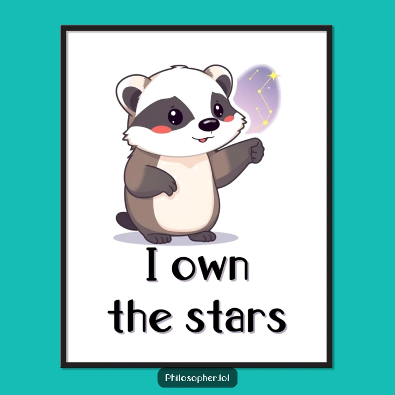 Funny Badger Constellation Digital Art: Instant Cosmic Decor & Gift