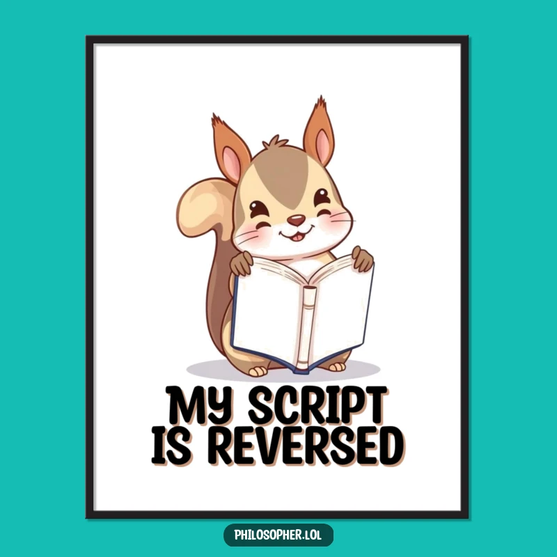 Funny Squirrel Digital Art: Printable Whimsy for Book Lovers!